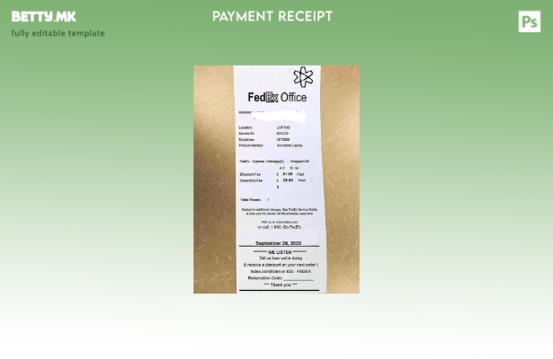 Модерен стил шаблон за потврда за плаќање во канцеларија на Fedex